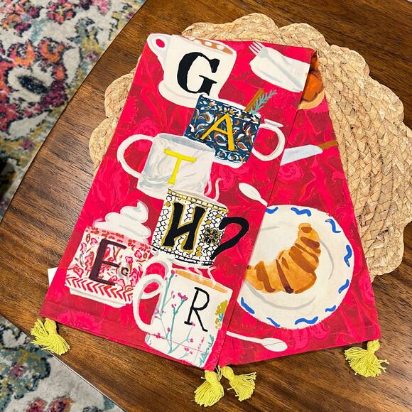 Anthropologie Gather Dish Kitchen Hand Tea Towel Everyday to Thanksgiving Mugs - Picture 1 of 10